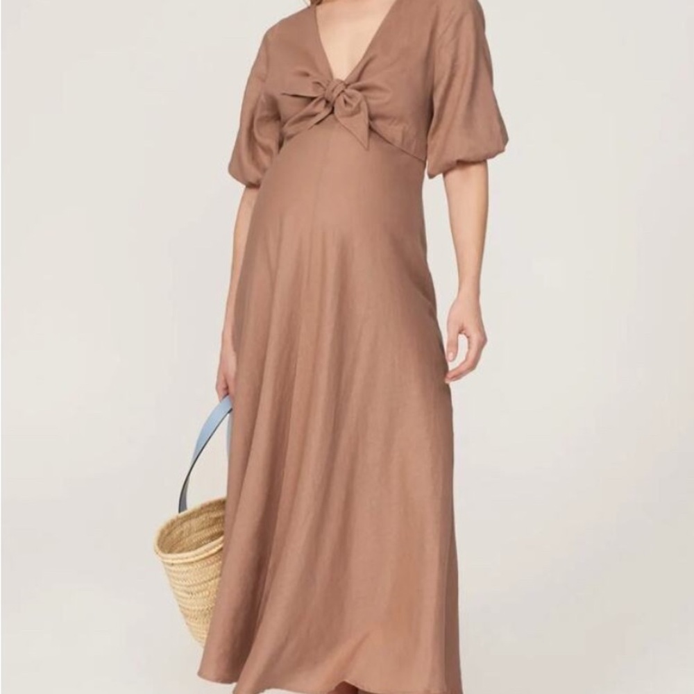 Ripe Maternity Dusty Rose Knot-Front Maxi Dress